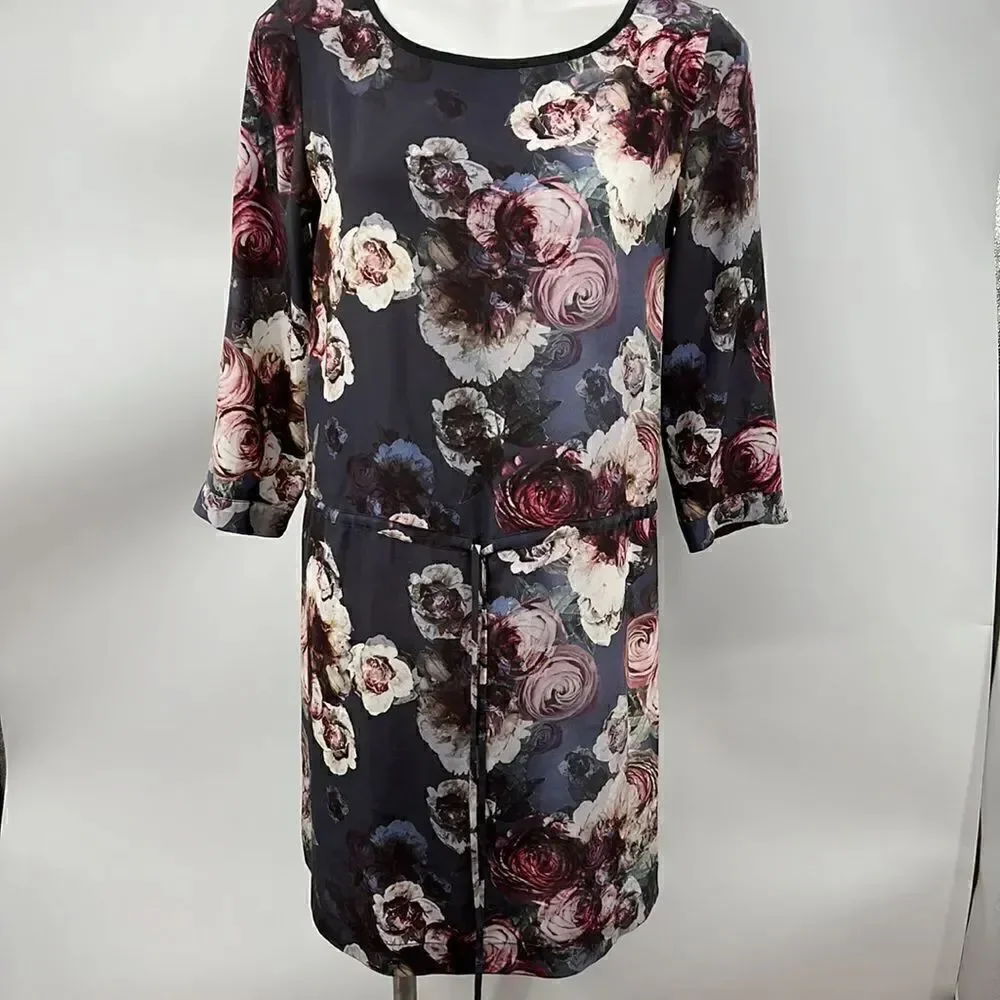 Club Monaco 3/4 sleeve floral print silk dress